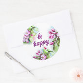 Sei glücklich runder aufkleber (Umschlag)