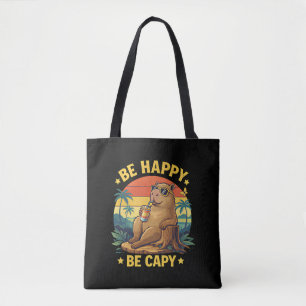 Sei glücklich, sei Capy Capybara lustiges Meme Tasche