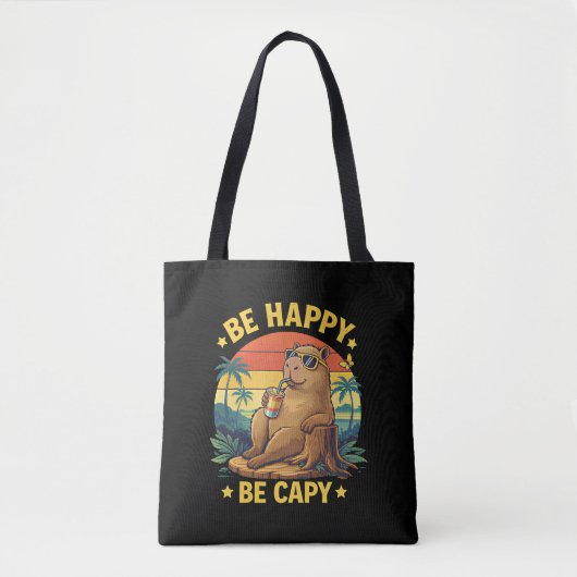 Sei glücklich, sei Capy Capybara lustiges Meme Tasche (Vorderseite)