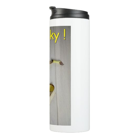 Sei glücklich! thermosbecher (Nach rechts gedreht)