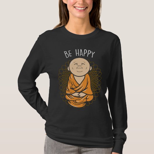Sei glücklich Zen Little Buddha Mandala Buddhist T-Shirt (Vorderseite)