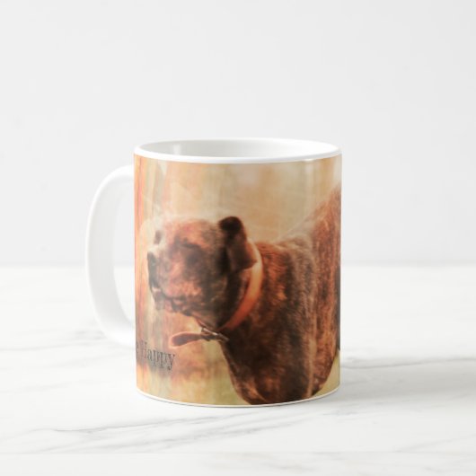 Sei glücklicher Hund Kaffeetasse (Vorderseite Links)