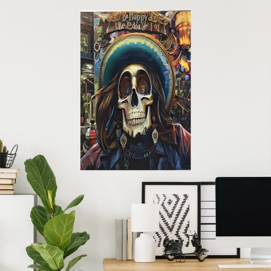 Sei glücklicher Skull | AI Art Poster (Heimbüro)