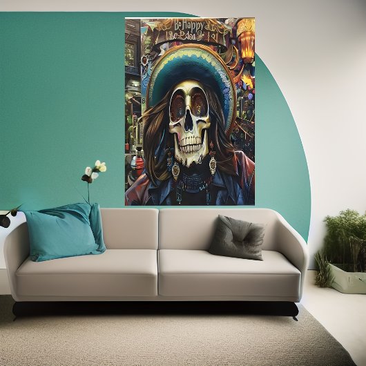 Sei glücklicher Skull | AI Art Poster