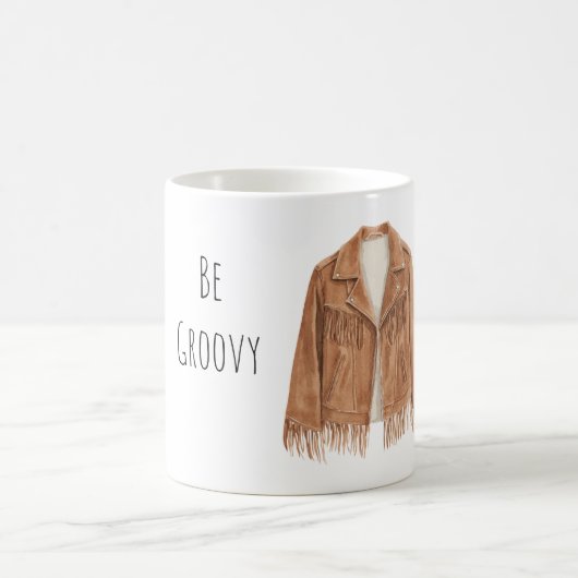 Sei groovy Fransen-Kunstlederjacke Kaffeetasse (Mittel)