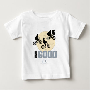 "Sei gut" fliegende Fahrräder über dem Mond Grafik Baby T-shirt