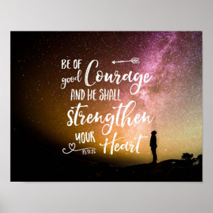 Sei guten Mutes Nachthimmel - Psalm 31,24 Poster