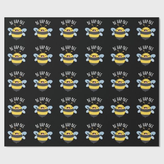 Sei Hap-bee Funny Bee Pun Dark BG Geschenkpapier (Flach)