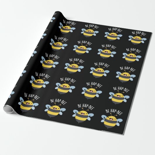 Sei Hap-bee Funny Bee Pun Dark BG Geschenkpapier (Ungerollt)