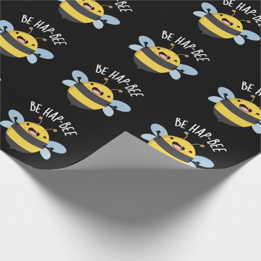 Sei Hap-bee Funny Bee Pun Dark BG Geschenkpapier (Ecke)