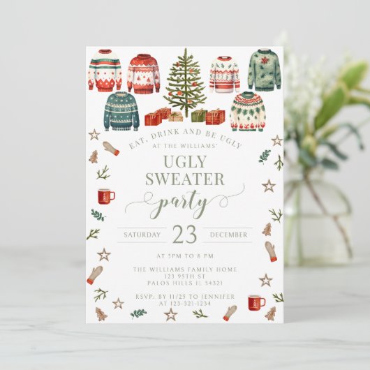 Sei hässlich süße Weihnachtsweihnachtszeit Party E Einladung (Stehend Vorderseite)