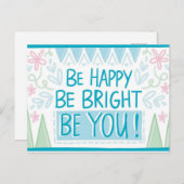 "Sei hell, sei glücklich, sei du - Motivierend Postkarte (Vorne/Hinten)
