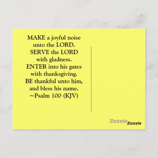 Sei Ihm Psalm 100 dankbar Postkarte (Rückseite)