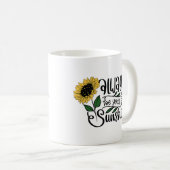 "Sei immer dein Sonnenschein" Sonnenblumenangebot Kaffeetasse (VorderseiteRechts)