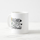 "Sei immer dein Sonnenschein" Sonnenblumenangebot Kaffeetasse (Vorderseite Links)