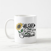 "Sei immer dein Sonnenschein" Sonnenblumenangebot Kaffeetasse (Links)