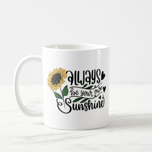 "Sei immer dein Sonnenschein" Sonnenblumenangebot Kaffeetasse (Links)