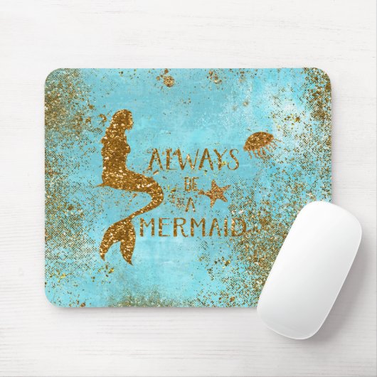 Sei immer ein Meerjungfrau- Gold Glitzer Meerjungf Mousepad (Mit Mouse)