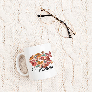 Sei immer nett, Schmetterling-Wildblume Lippen Kaffeetasse