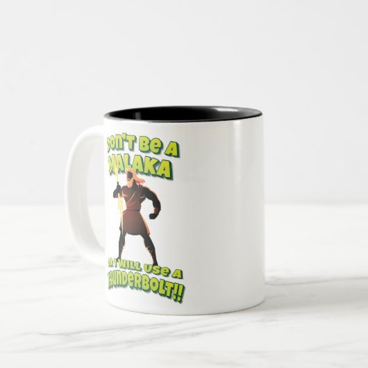 Sei kein Malaka oder ich benutze einen Donnerschla Zweifarbige Tasse (Vorderseite Links)