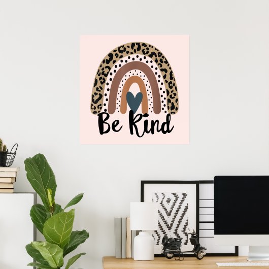 Sei Kind Leopard Rainbow Boho inspirierendes Rosa Poster (Heimbüro)