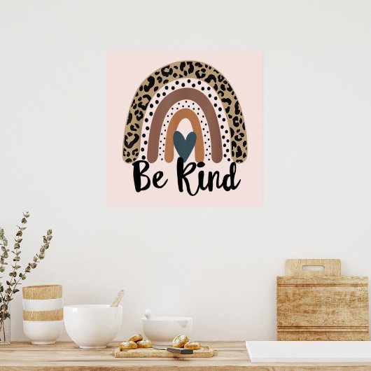Sei Kind Leopard Rainbow Boho inspirierendes Rosa Poster (Küche)