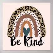Sei Kind Leopard Rainbow Boho inspirierendes Rosa Poster (Vorne)