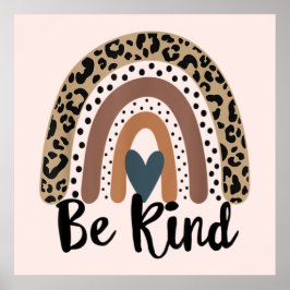 Sei Kind Leopard Rainbow Boho inspirierendes Rosa Poster