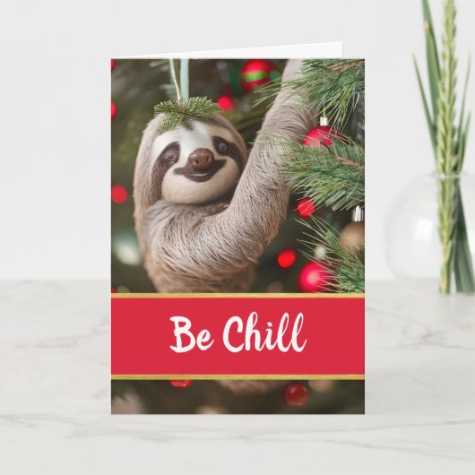 Sei kühle Weihnachten mit Sloth in Tree Karte (Vorderseite)