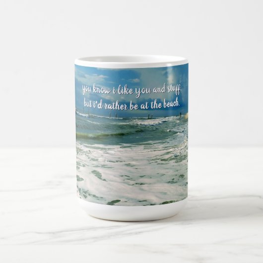Sei lieber am Strand | Eigener Text Kaffeetasse (Mittel)