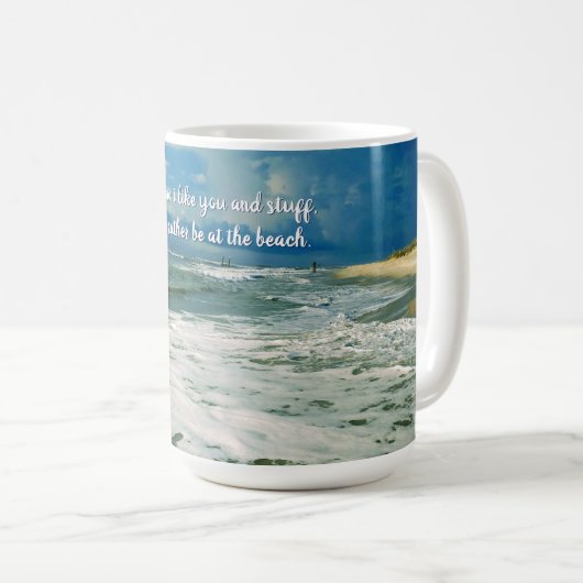 Sei lieber am Strand | Eigener Text Kaffeetasse (VorderseiteRechts)