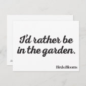 Sei lieber im Garten Postkarte (Vorne/Hinten)