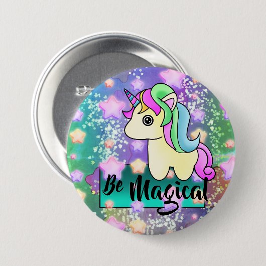 Sei magisches Einhorn in der Galaxie der Sterne Button (Vorne & Hinten)