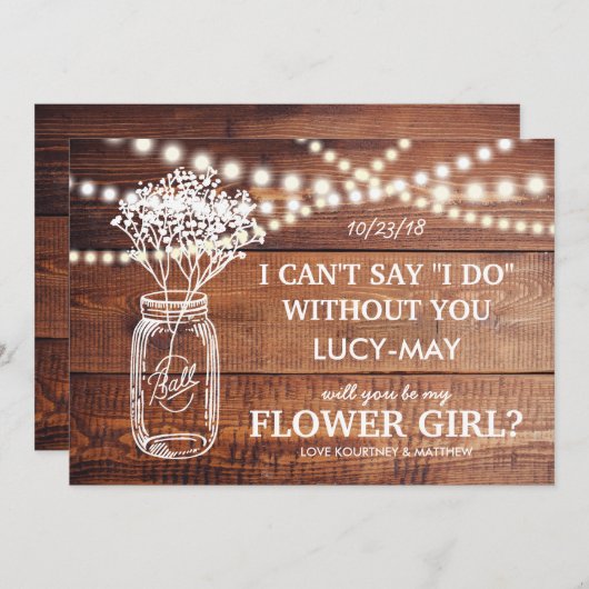 Sei mein Blumenmädchen | Rustikale Landbrücke Einladung (Vorne/Hinten)