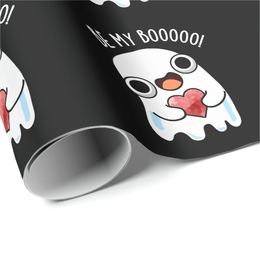 Sei mein Boo Funny Ghost Pun Dark BG Geschenkpapier (Rolleneckpunkt)