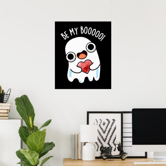 Sei mein Boo Funny Ghost Pun Dark BG Poster (Heimbüro)