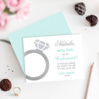 Sei mein Bridesmaid Aqua Diamond Ring Individuelle