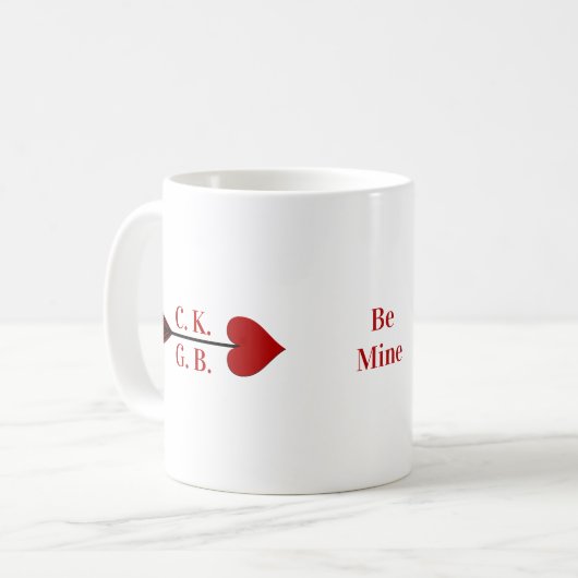 Sei mein! Cupid-Pfeil-Initialen-Kaffeetasse Kaffeetasse (Vorderseite Links)