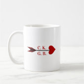 Sei mein! Cupid-Pfeil-Initialen-Kaffeetasse Kaffeetasse (Links)