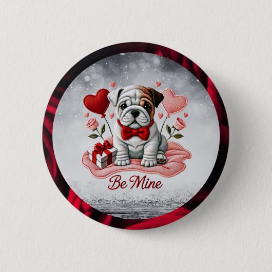Sei mein englischer Bulldog Valentine Button (Vorderseite)