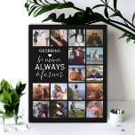 Sei mein Geschenk | Couple Foto Collage Fotoplatte<br><div class="desc">Personalisierte Erinnerungen Bildplakette mit einem schwarzen Hintergrund,  der in jede beliebige Farbe verändert werden kann,  16 Fotos Ihrer Wahl,  Ihr Name,  ein weißes Herzenssymbol und der süße Text,  der "be mine,  Always & Forever" lautet.</div>