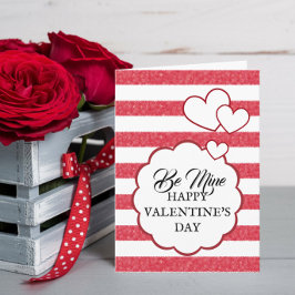 Sei mein Glücklicher Valentinstag Herz Streifen Ge Feiertagskarte