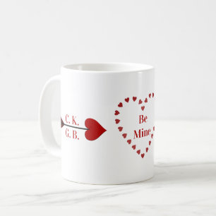 Sei mein! Herzen Cupid Pfeil Initialen Kaffeetasse