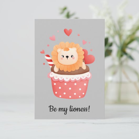 Sei mein Löwenvalentin Einladung (Stehend Vorderseite)