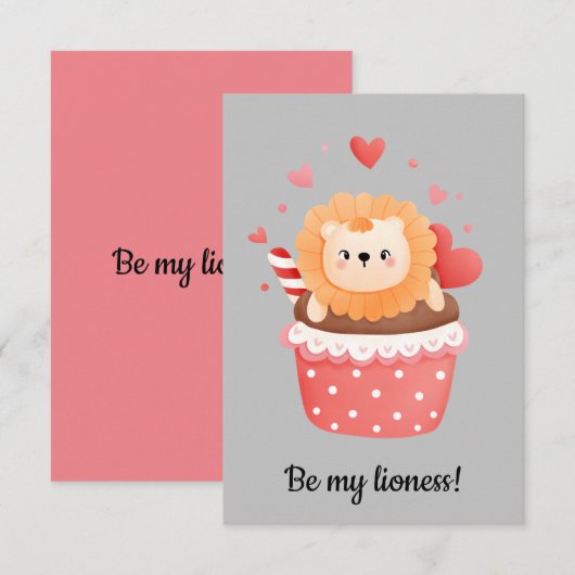 Sei mein Löwenvalentin Einladung (Vorne/Hinten)