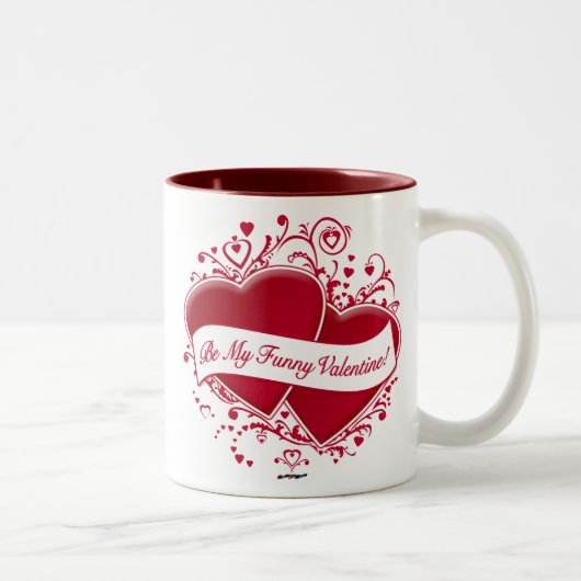 Sei mein lustiges Valentine! Rote Herzen Zweifarbige Tasse (Rechts)