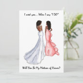 Sei mein Matron zur Ehrenkarte - Afrikanischer Ame Einladung (Stehend Vorderseite)