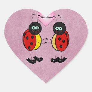 Sei mein rosa Teen Ladybug Valentinstag Herz-Aufkleber
