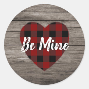 Sei mein Rotes Herz Valentinstag Barn Wood Runder Aufkleber