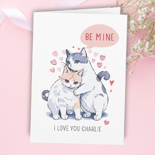 Sei Mein Süßes Liebenswertes Katzenpaar Valentinst Feiertagskarte